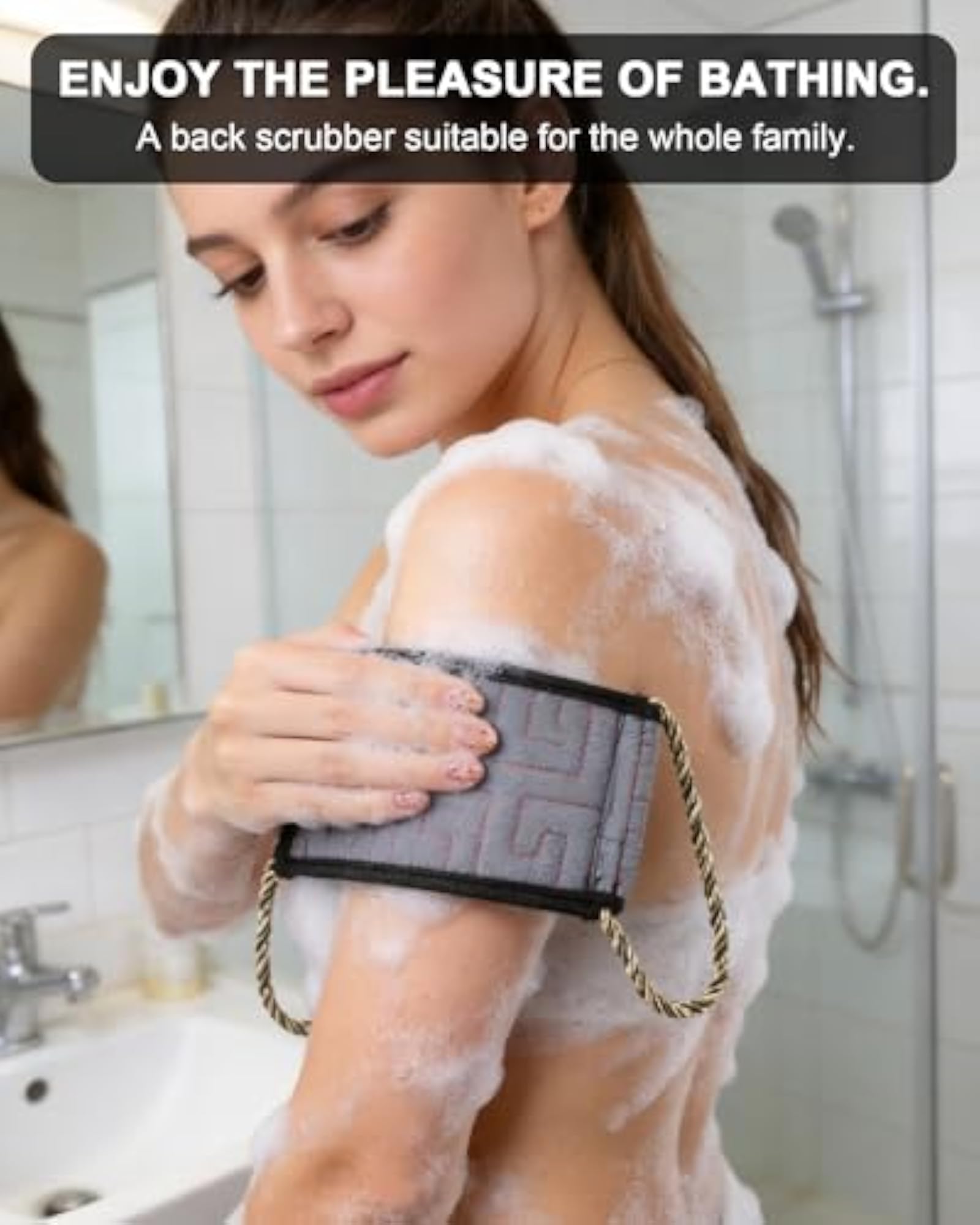 Exfoliating Back Scrubber for Shower, 2 Pack Long Handled